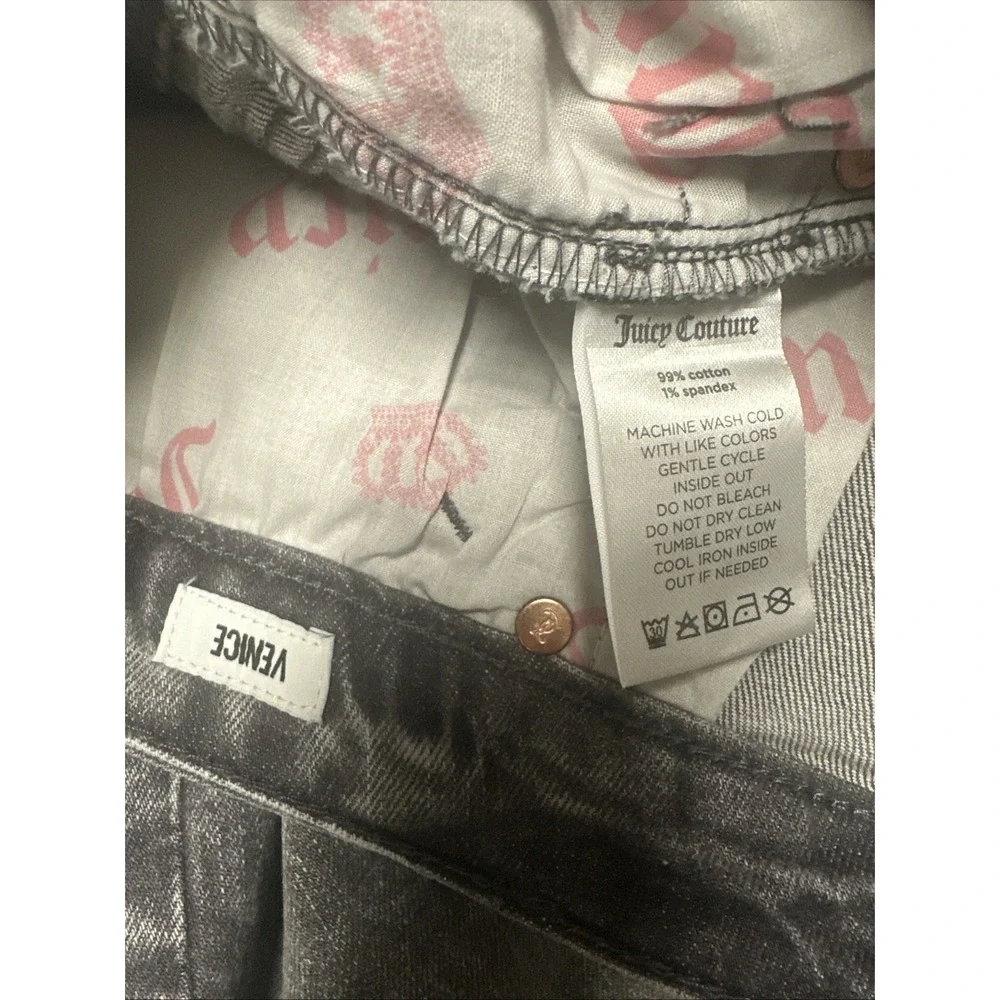 Juicy Couture Women Plus‎ Size 22W High Rise Straight Jeans Raw Hem Gray Marble